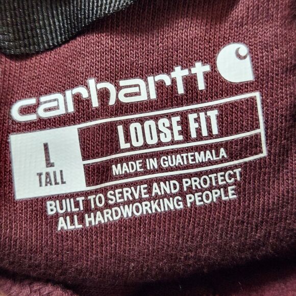 Carhartt Hoodie | Loose Fit | Men’s Large Tall | Pullover | Port Maroon | NWT - Picture 8 of 9